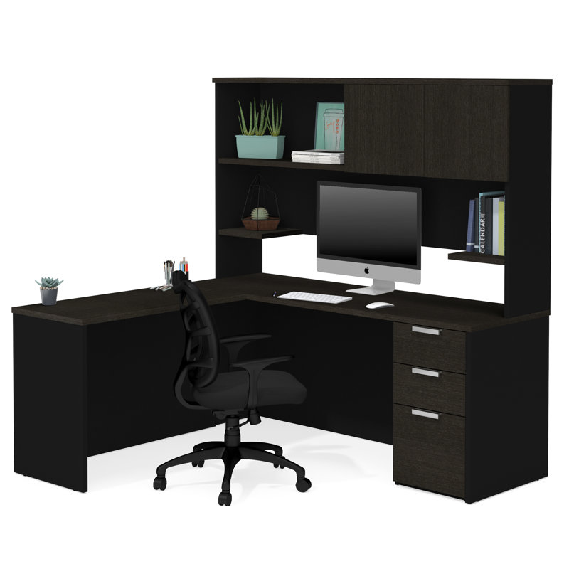 Comm Office Kadian Modern Reversible LShape Corner Desk with Hutch